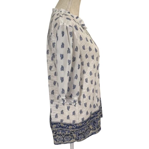 Lucky Brand, Large, Blue & White Paisley Top - Picture 4 of 7